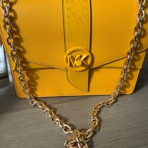 Michael Kors Gold Chain Yellow Crossbody Bag